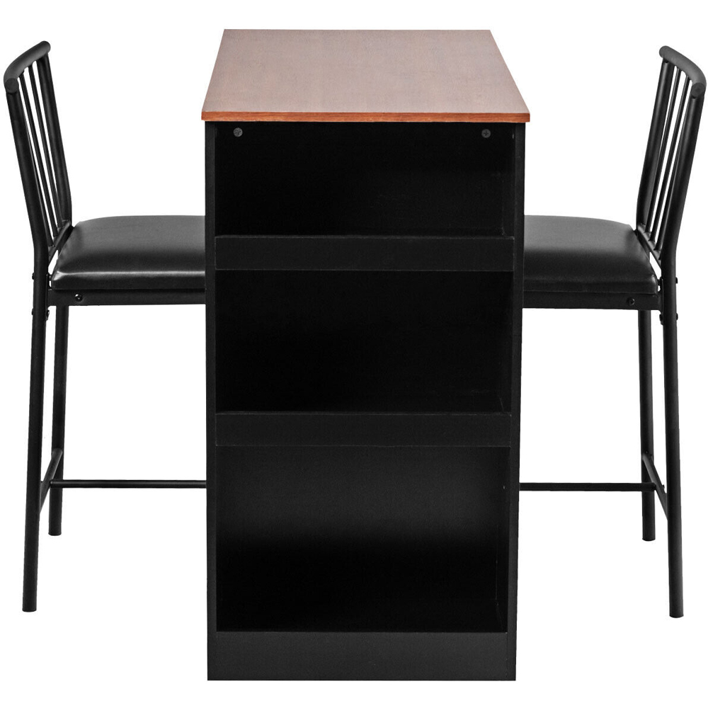 Costway 2 Seater Brown Counter Height Breakfast Table Set with Shelf Image 4