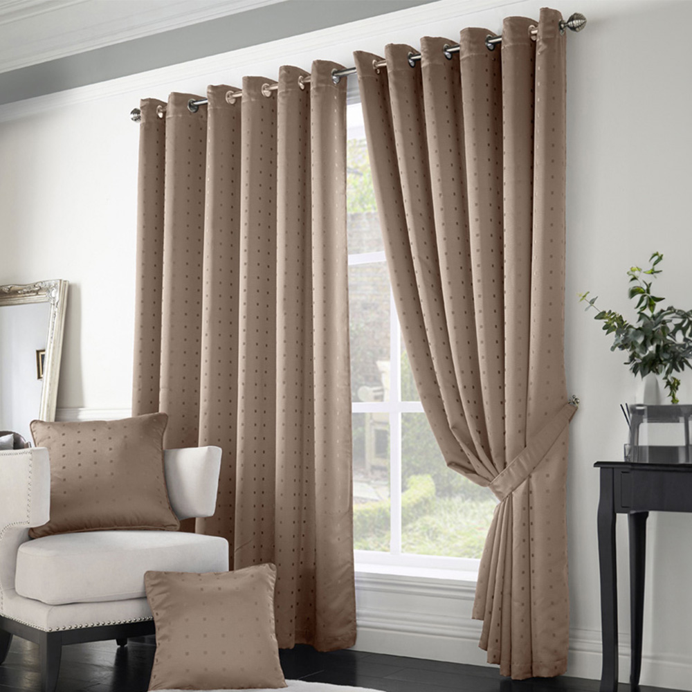 Alan Symonds Madison Latte Ring Top Curtain 168 x 229cm | Wilko