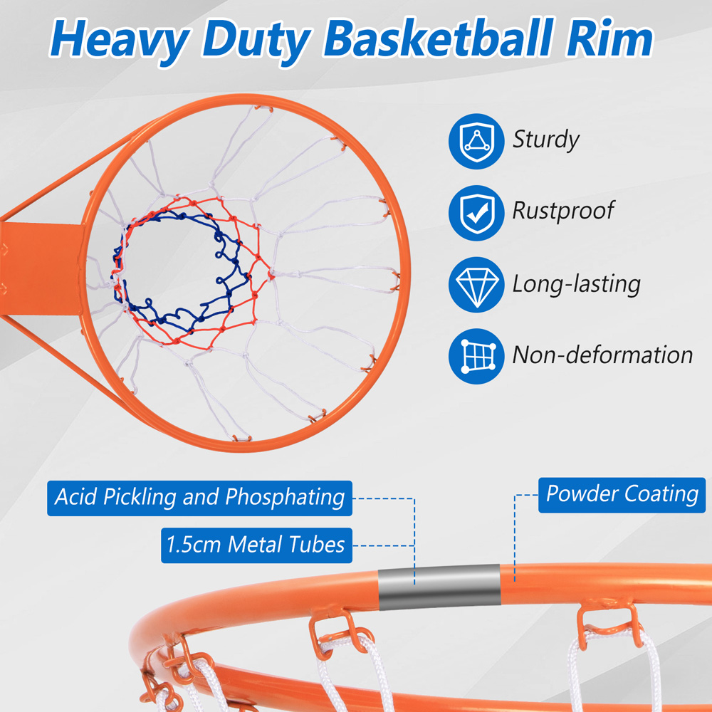 Costway Orange Heavy Duty Basketball Rim with Mounting Hardware 38cm Image 6