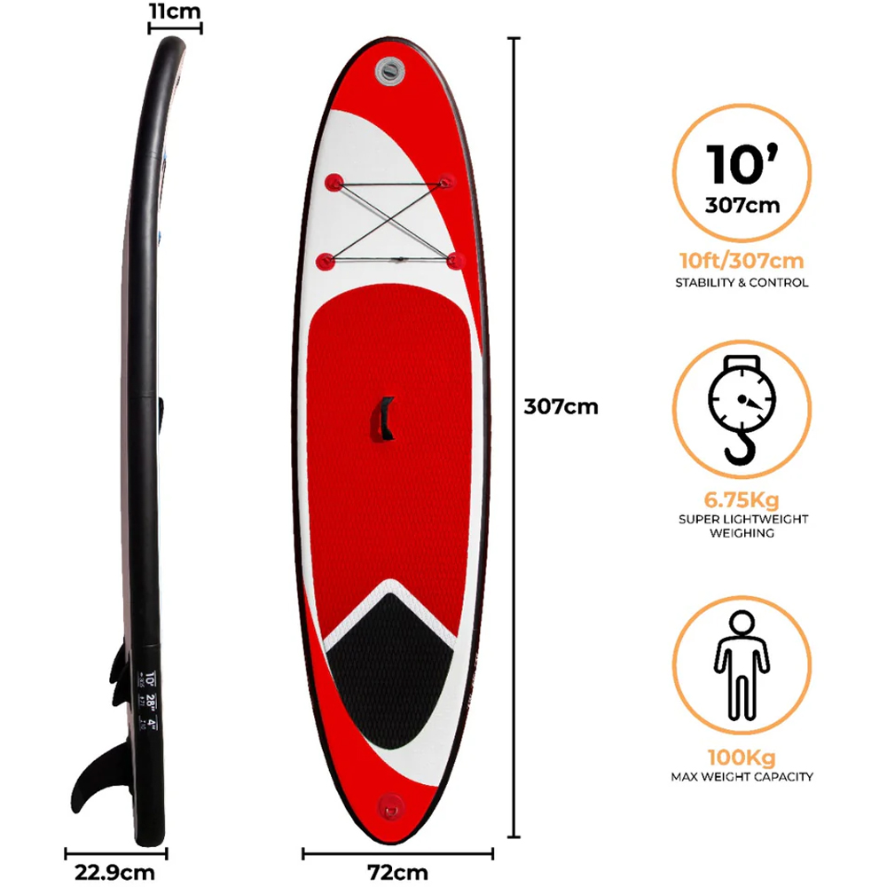 MonsterShop Red Inflatable Paddle Board 10ft Image 7