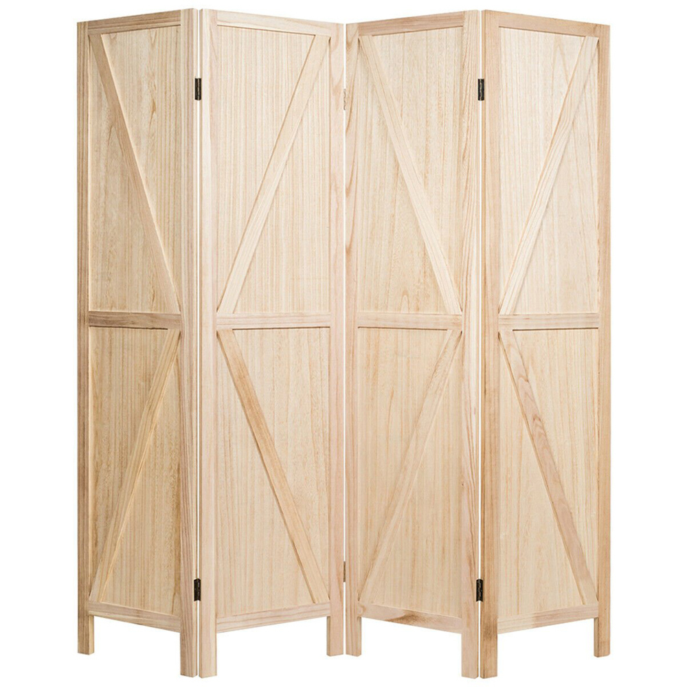 Costway 4 Panel Natural V Shaped Folding Room Divider Image 3